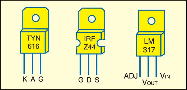 TYN616、IRFZ44和LM317的引脚配置