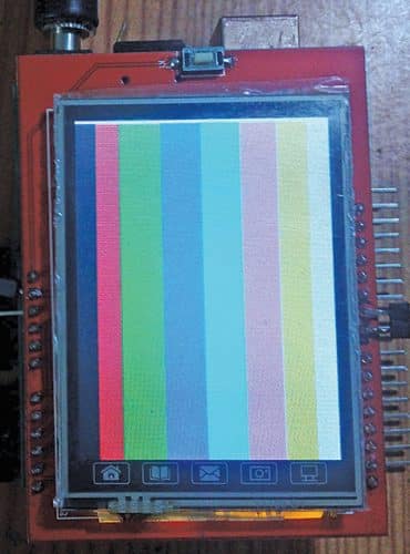 Arduino液晶屏上的颜色测试图案