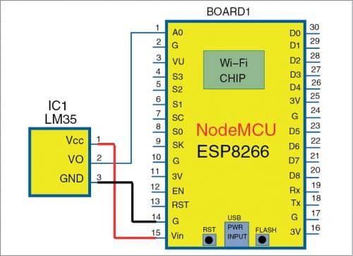 具有Nodemcu的LM35传感器的电路图